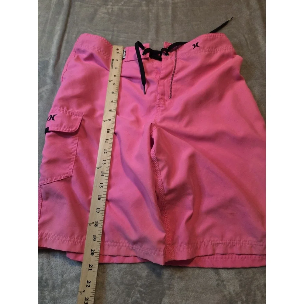 Hurley Mens Board Shorts Size 33 Pink Surf Swim Beach Logo Drawstring